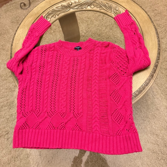 Splendid Pink Drop Needle Chunky Cable Knit Pullover Sweater Boho Sz XS - Picture 5 of 12
